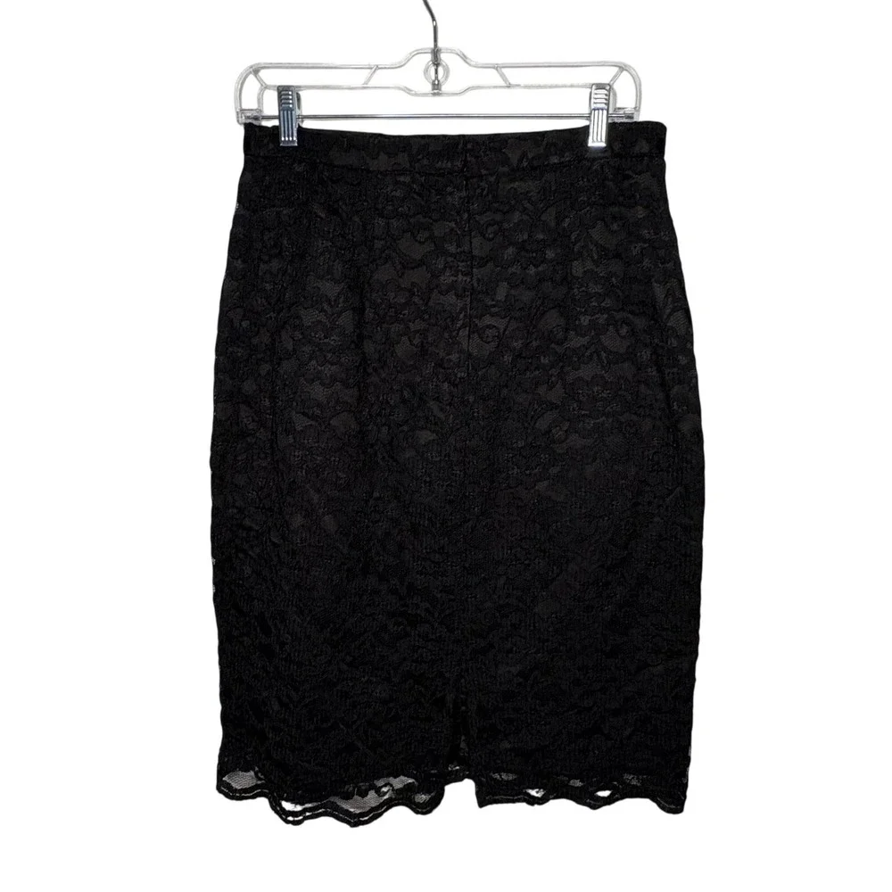 Studio I Black Floral Lace Skirt Suit Set Blazer &‎ Pencil Skirt Size 10 Classic